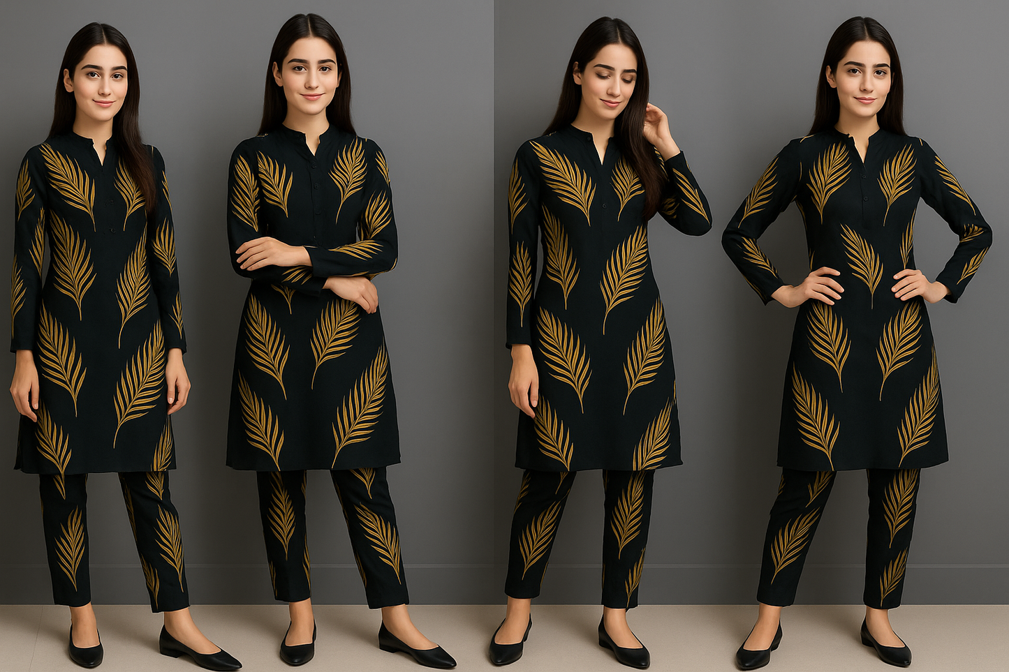 Linen Allover Digital Printed 2Pc Dress Free Size
